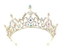 Gogogmee Diadema de Cristal Dorada para Boda y Cumpleaños, Accesorio Nupcial Elegante para Mujer, Tocado Princesa para Fiesta y Obsequio Original de Matrimonio