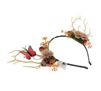 Gogogmee Diadema De Sombreros De Orejas De Alce De Navidad Banda Para El Cabello Fiesta De Navidad Ramas De Plástico tela fruta Falsa Color Aleatorio