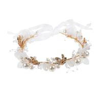 Gogogmee Diadema Niña con de Perlas y Flores Tocado Ligero y Cómodo para Bodas Fiestas y Comuniones Accesorio Floral para Pelo de Damitas y Princesas