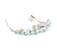 Gogogmee Diadema para Novia Conchas Marinas y Perlas Naturales, Accesorios Cabello de Playa, Diseño Ligero y Artesanal, Tocado Sirena para Bodas y Disfraces Marinos
