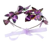 Gogogmee Diadema para Novia Guirnalda de Mariposas y Flores Artificiales, Banda Cabello Morada, Ligera y Segura, Adecuado para Bodas, Fiestas y Sesiones Fotográficas