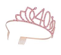 Gogogmee Diadema Princesa con Números Brillantes para Cumpleaños Creativa Rosa Dorado Accesorio Elegante para Cabello Mujer y Niña Decoración Original para Pastel