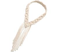 Gogogmee Diadema Tejida de Algodón Macramé, Pañuelo Cabeza Mujer, Accesorio Tejido Bohemio, Tamaño Mediano, Color Natural, Adecuado para Viajes y Uso Diario