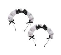 Gogogmee Diademas Cabello de Niñas 2 Piezas Estilo Lolita Lazo de Tela Negra y Encaje Ligeras y Cómodas para Fiestas Cosplay y Decoración Femenina