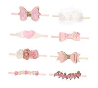 Gogogmee Diademas Lazo para Ñiño Niña, 8 Piezas, Diadema Elástica Flores, Material Suave, Adecuado para Recién Nacidos y Ocasiones Obsequios como Baby Shower y Fiesta