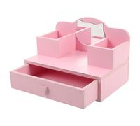 Gogogmee Dressing Table Toys Mesa Tocador Rosa para Muñecas con Espejo y Cajones de Madera Juguete de Maquillaje para Casas de Muñecas Accesorios Miniatura para Creativos