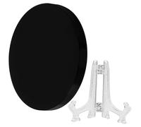 Gogogmee Espejo Círculo de Obsidiana Natural con Soporte Decorativo para Meditación Fengshui y Adivinación Disco Pulido para Yoga y Hogar Diseño Único para Ambiente Zen