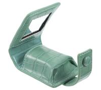 Gogogmee Estuche Portátil Elegante y Práctico para Maquillaje y Lápiz Labial Bolsa de Viaje Verde de PU con Espejo Pequeño para Tres Pintalabios para Exteriores