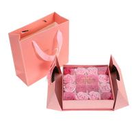 Gogogmee Flores de Jabón Rosa 16 Piezas Caja de Obsequio Corazón para Día de San Valentín Cumpleaños Día Madre, Decoración del Hogar y Cuidado Personal, Jabón Perfumado para Baño y Manos