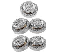 Gogogmee Gemas de Imitación para Decoración de Uñas 5 Piezas, Gemas de Circonita Plateadas, Piedras Brillantes para Arte de Uñas Cuenta de Transferencia de Fortuna, Accesorios de Manicura