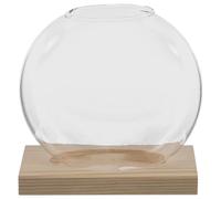 Gogogmee Jarrón de Vidrio con Base de Madera | Florero Hidropónico Transparente con Forma de Pecera Y Bulbo - Maceta Hidropónica Creativa para Decoración de Arreglos en Casa O en La Oficina