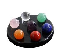 Gogogmee Juego de 7 Bolas de Piedras para Chakras Base de Negra, Cristales Curativos para Relajación y Equilibrio, Feng Shui Adecuado para Meditación Color Aleatorio