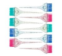 Gogogmee Juego de 9 Brochas para Teñir el Cabello Brochas Aplicadoras de Plástico Transparentes Azul Rosa y Verde Mango Ergonómico para Mechas Coloración Profesional y Uso Salones o