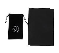 Gogogmee Juego de Mantel Pentáculo 50x50 Cm y Bolsa de Tela Negra 100x180 Cm para Cartas del Tarot, Antideslizante, Portátil, para Adivinación y Uso Doméstico, Set de 2 Piezas