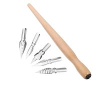 Gogogmee Juego de Plumas de Caligrafía con 1 Mango de Madera Natural y 5 Puntas de Acero para Escritura Artística, Bolígrafo de Inmersión Vintage Versátil para Dibujo y Práctica Creativa