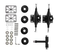 Gogogmee Kit Completo de Puente para Patineta Doble Inclinación Soporte de Aleación de Aluminio Negro Ruedas PU y Rodamientos para Skate Accesorios Deportivos para Patineta de Alto