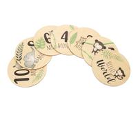 Gogogmee Marcadores Mensuales de Madera para Ñiño 7 Piezas Redondos Accesorios Fotográficos Unisex para Recién Nacidos Discos Mensuales Naturales Seguros para Sesión de Fotos de