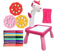 Gogogmee Mesa de Dibujo Proyector de Unicornio Rosa Tableta de Dibujo Borrable y Educativa Juguete Creativo para Desarrollo Motriz y Artístico Infantil