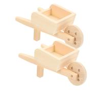 Gogogmee Mini Carretillas de Madera 2 Piezas para Casas de Muñecas, Modelos Decorativos en Miniatura Naturales, Accesorios para Jardín y Decoración de Paisajes en Miniatura