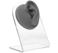 Gogogmee Modelo de Exhibición de Pendientes de Silicona, Oreja Derecha con Soporte Gris para Práctica de Acupuntura Auricular y Almacenamiento de Joyas en Hogar o Tienda