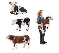 Gogogmee Modelos de Ganado de Granja Simulación, Juguetes para Niños, Set de 4 Figuras de Vacas, Artesanía Detallada, Aprendizaje y Juego Educativo, Pack de Colección para Niños