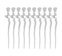 Gogogmee Palillos Cabello Chinos de Aleación de Zinc en Plata, Diseño Geométrico Irregular y Ondulado, 10 Piezas para Moños Seguros y Fiestas Temáticas