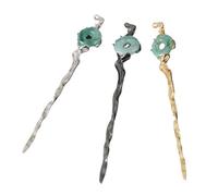 Gogogmee Palillos de Pelo para Moños de Resina Diseño Único, 3 Piezas, Aleación de Zinc, Fáciles de Usar para Fiestas y Uso Diario