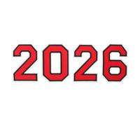 Gogogmee Parches Termoadhesivos Números Bordados 2026, 4 Unidades Grandes, Color Rojo, para Coser en Ropa Deportiva, Camisetas, Gorras y Uniformes Escolares de Fútbol y Baloncesto