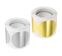 Gogogmee Pegatinas Metálicas de Sello Diseño de Engranaje, Adhesivas Doradas y Plateadas, 2 Rollos para Certificados, Sobres y Sellado Oficial en Oficina y Eventos