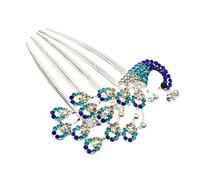 Gogogmee Peina De Novia Rhinestones Azules Horquilla Lateral Elegante Para Bodas y Accesorio Cabello Diseño Chic y