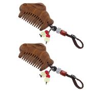 Gogogmee Peine Pequeño de Madera de Sándalo Tallado a Mano Peine Portátil para Bolso Masajeador y Desenredante para Cabello Rizado y Barba Set 2 Piezas Color Madera Natural Adecuado