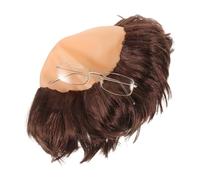 Gogogmee Peluca Monje Calva para Hombre con Gafas para Cosplay Fiesta Halloween Disfraz Adulto Fácil de Usar Realista y Divertida