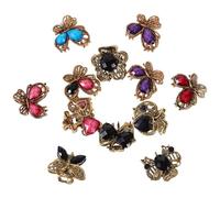 Gogogmee Pinzas Cabello Mini Estilo Vintage Set de 12 Piezas Garra de Aleación Incrustaciones de Acrílico Sujetador Práctico para Baño Maquillaje y Viajes Diseño Compacto y Resistente