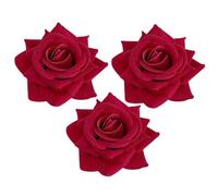 Gogogmee Pinzas Pelo Forma de Rosa de Terciopelo, 3 Unidades Medianas de 8.5 Cm en Rojo Intenso, Accesorio Floral para Mujer y Niña, Adecuado para Bodas, Fiestas y Uso Diario