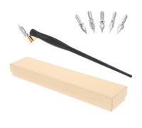 Gogogmee Pluma de Inmersión Vintage de Madera Maciza Punta Curva Juego de Caligrafía Artesanal Plumillas Góticas y Varilla Ergonómica para Dibujo y Escritura Artística