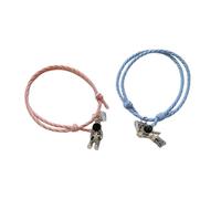 Gogogmee Pulseras Magnéticas para Parejas Astronauta, Gomas Pelo a Juego, Cuerda Cabello en Negro y Rosa, Accesorios Cabello para Estudiantes y Obsequio Especial