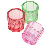 Gogogmee Recipiente para Monómero de Uñas 3 Unidades Vaso Octogonal de Vidrio Transparente para Líquidos y Polvos Acrílicos Mezcla Precisa para Manicura Profesional y Uso Personal