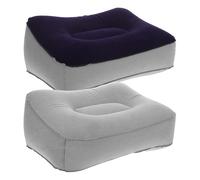 Gogogmee Reposapiés Inflable Portátil de Viaje 2 Piezas PVC Flocado Azul Oscuro y Gris Claro Cojín Relajante Ergonómico para Oficina Coche y Avión Almohadilla Cómoda y Ligera para