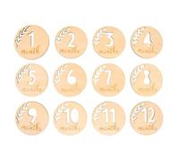 Gogogmee Tarjetas Mensuales Huecas para Bebés de Madera Natural 12 Piezas de Tarjetas de para Fotos de Crecimiento Decoración para Shower y Recuerdos del Primer Año