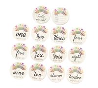 Gogogmee Tarjetas Mensuales Para Recién Nacidos Círculos De Madera Naturales 14 Piezas Accesorio Decorativo Para Fotos De Ñiño Diseño Grabado Protector Saludable Para Ñiño Set Completo