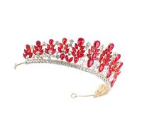 Gogogmee Tiara de Novia Barroca con Cristal Marquise de Boda Roja con Strass Brillante para Mujeres Accesorio Elegante para Princesas y Cumpleaños