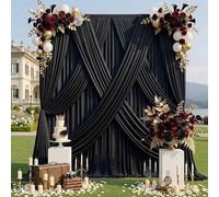 gogoparti Cortina Tipo telón de Fondo Negro de 3 x 15 pies para Bodas y Fiestas, Cortina de poliéster sin Arrugas de 2 Paneles, 15 pies de Largo para cumpleaños, Baby Shower, Fondo de fotografía de