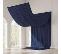 gogoparti Cortinas de Techo Azul Marino de 10 x 20 pies para Bodas, Fiestas, 2 Paneles de 5 x 20 pies, Cortinas de Seda Azul Marino sin Arrugas para toldo de Tienda de campaña, Bodas, cumpleaños