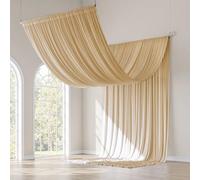 gogoparti Cortinas de Techo Beige de 20 x 20 pies para Bodas, Fiestas, 4 Paneles de 5 x 20 pies, Cortinas Beige de Seda sin Arrugas para toldo de Tienda de campaña, Bodas, cumpleaños, Fiestas, Tienda