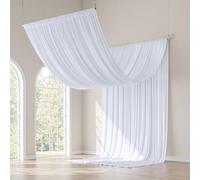 gogoparti Cortinas de Techo Blancas de 60 x 20 pies para Bodas, Fiestas, 12 Paneles de Cortinas Blancas de Seda sin Arrugas de 5 x 20 pies para toldo de Tienda de campaña, Bodas, cumpleaños, Fiestas