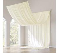 gogoparti Cortinas de Techo Color Marfil de 10 x 20 pies para Bodas, Fiestas, 2 Paneles de Cortinas de Seda Marfil sin Arrugas de 5 x 20 pies para toldo de Tienda de campaña, Bodas, cumpleaños
