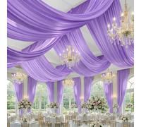 gogoparti Cortinas de techo color morado pastel de 20 x 20 pies para bodas y fiestas, 4 paneles de cortinas de 5 x 20 pies de largo, tela sin arrugas para decoración de tienda de campaña, cumpleaños y