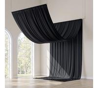 gogoparti Cortinas de Techo Negras de 10 x 20 pies para Bodas, Fiestas, 2 Paneles de Cortinas Negras de Seda sin Arrugas de 5 x 20 pies para toldo de Tienda de campaña, Bodas, cumpleaños, Fiestas