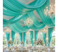 gogoparti Cortinas de Techo Verde Menta de 20 x 20 pies para Bodas y Fiestas, 4 Paneles de Cortinas de 5 x 20 pies de Largo, Tela sin Arrugas para decoración de Tienda de campaña, cumpleaños y telón