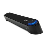 GOgroove Altavoz PC, Mini Barra Sonido PC de Cable USB Portátil para Música, AUX con Cable de Fácil Configuración, Audio Estéreo, Puerto de Micrófono, Perilla de Control de Volumen - Blackout